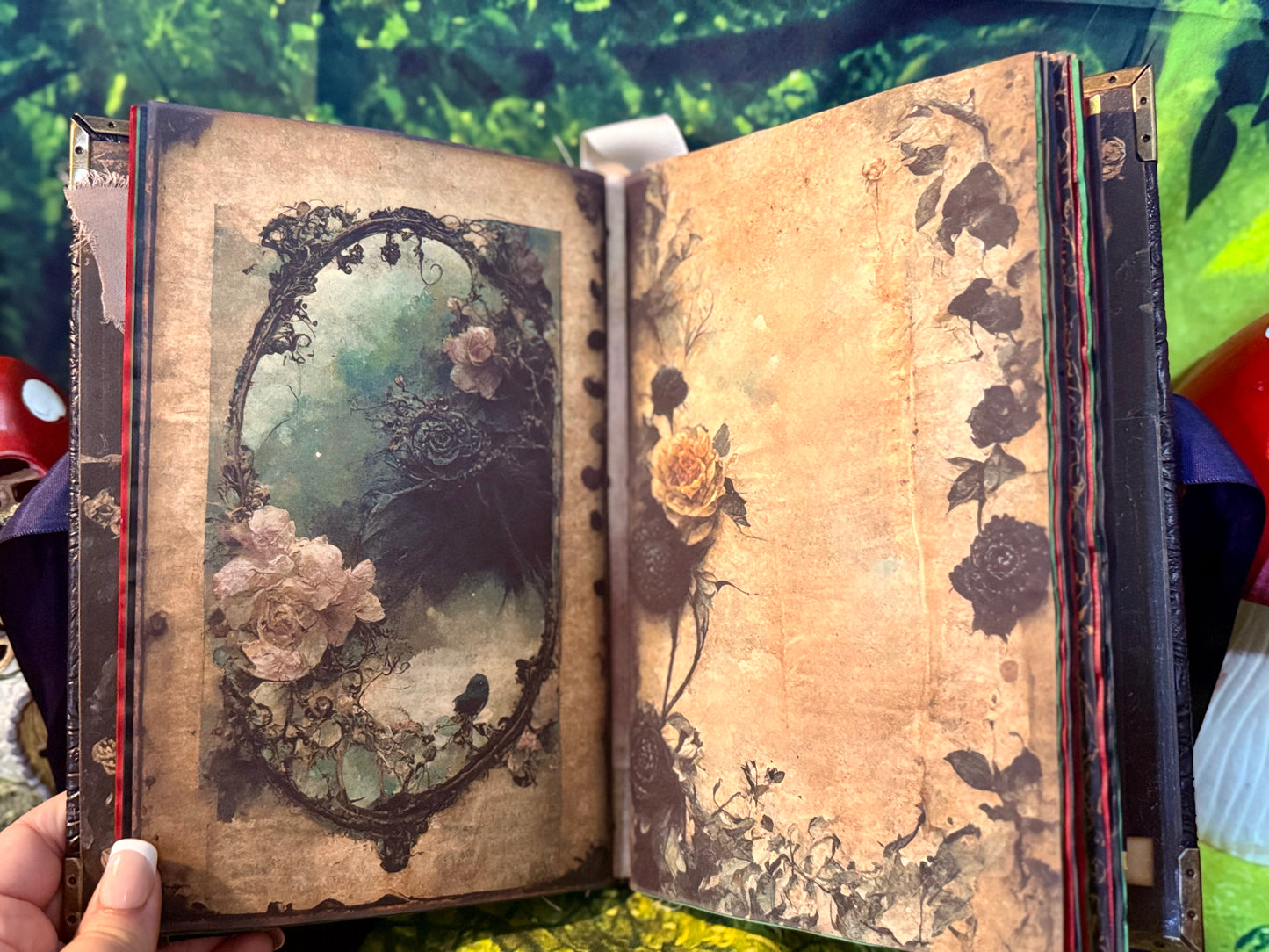 Goth Mystery Junk Journal – Handmade Gothic Vintage Notebook, Dark Romantic Scrapbook, Witchy Grimoire, Antique Ephemera Journal, Unique Gift