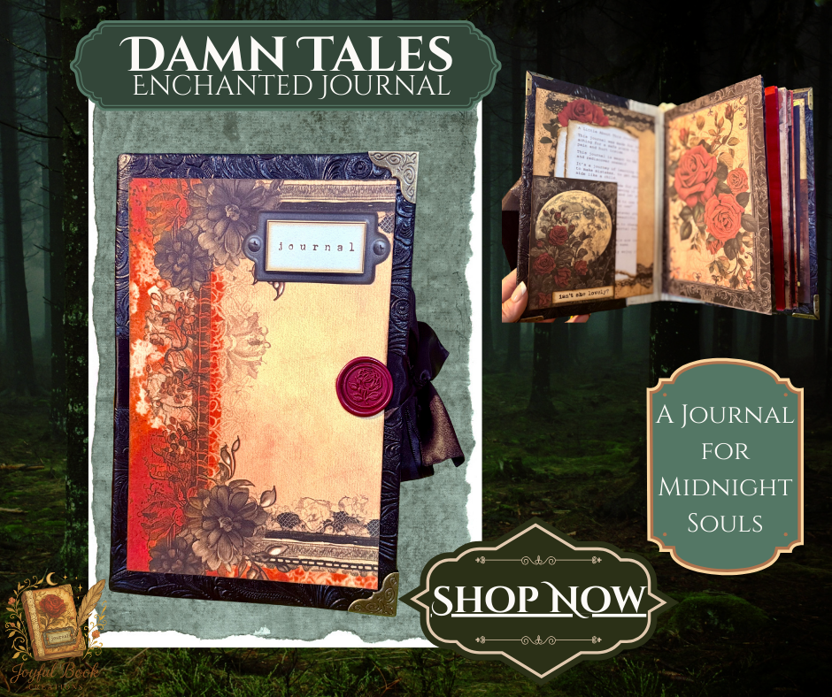 Damn Tales Junk Journal – Vampire Gothic Journal, Handmade Dark Aesthetic Notebook, Vintage Horror Ephemera, Witchy Scrapbook, Spooky Gift