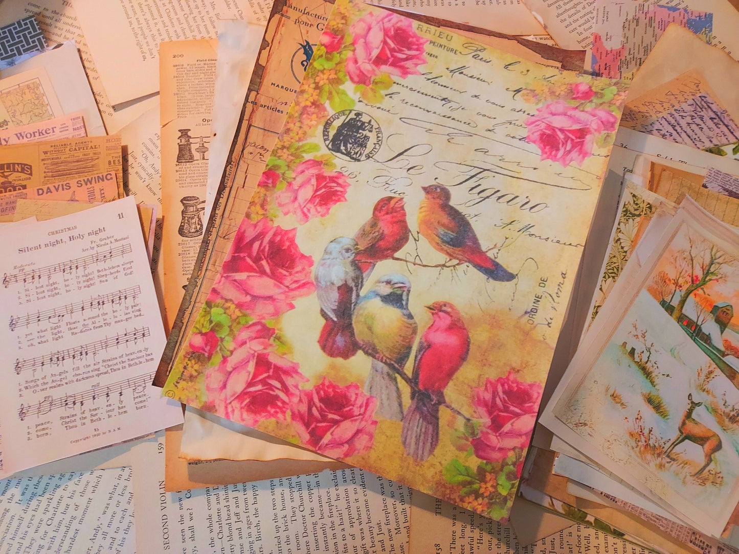 Ephemera Paper & Sticker Bundle | Junk Journal Supplies | 100-200 Random Quality Items for Journaling | Scrapbooking and Bullet Journaling