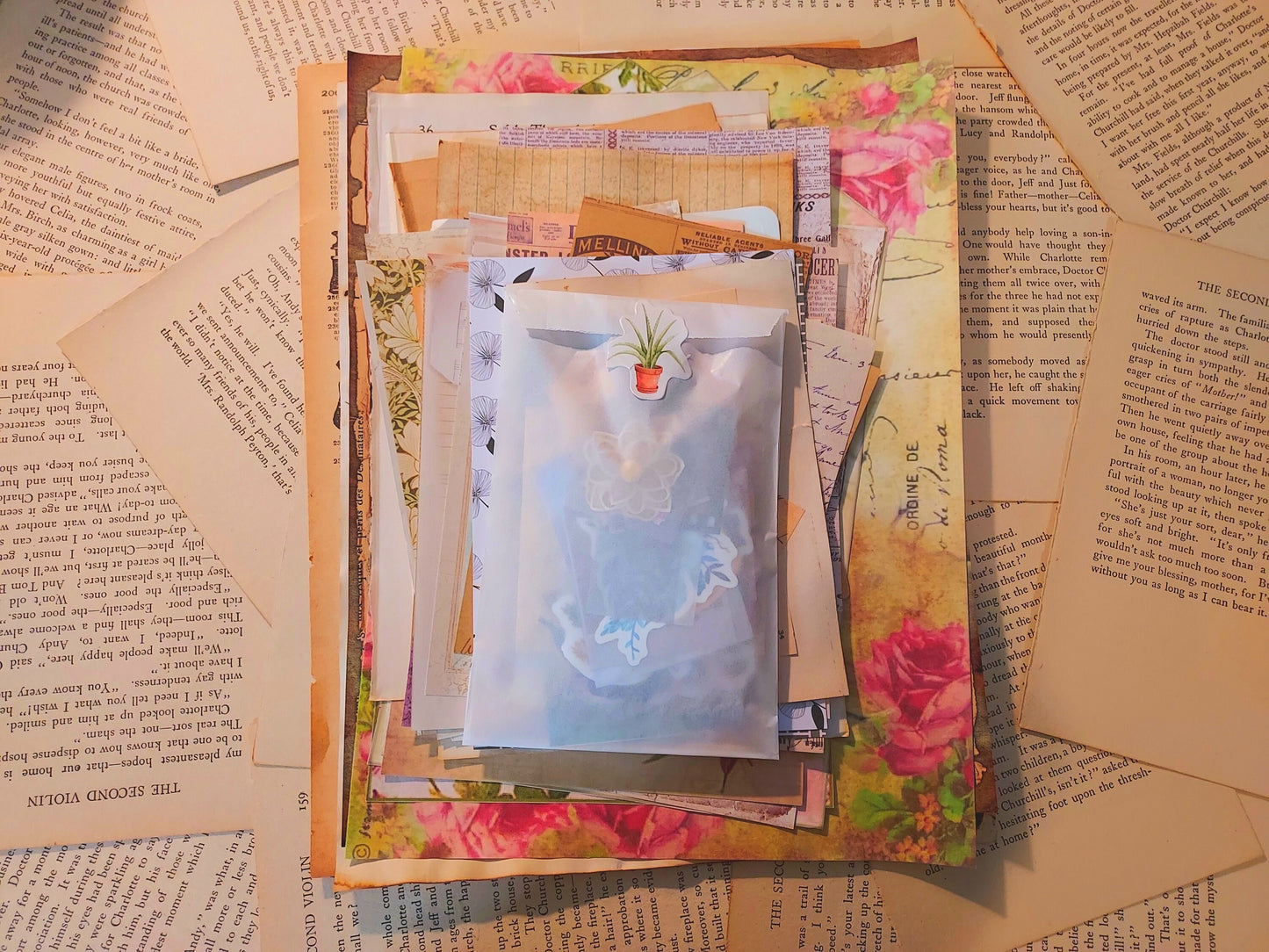 Ephemera Paper & Sticker Bundle | Junk Journal Supplies | 100-200 Random Quality Items for Journaling | Scrapbooking and Bullet Journaling