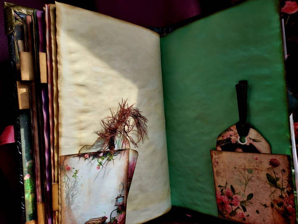 Secret Garden Junk Journal – Handmade Vintage Floral Notebook, Whimsical Cottagecore Scrapbook, Botanical Ephemera Journal, Unique Gift