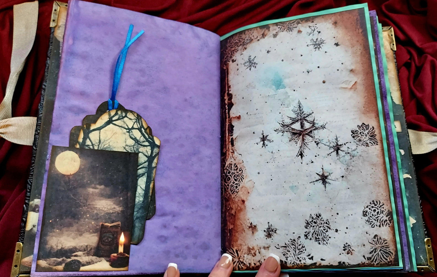 Winter Witch Junk Journal – Handmade Gothic Witchy Notebook, Vintage Winter Ephemera, Spell book Grimoire, Dark Cottage core Scrapbook