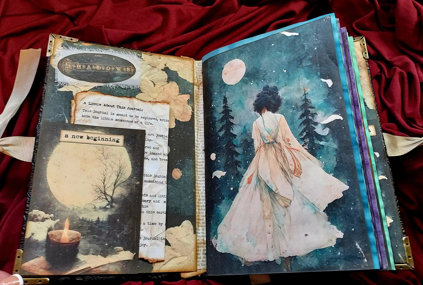 Winter Witch Junk Journal – Handmade Gothic Witchy Notebook, Vintage Winter Ephemera, Spell book Grimoire, Dark Cottage core Scrapbook