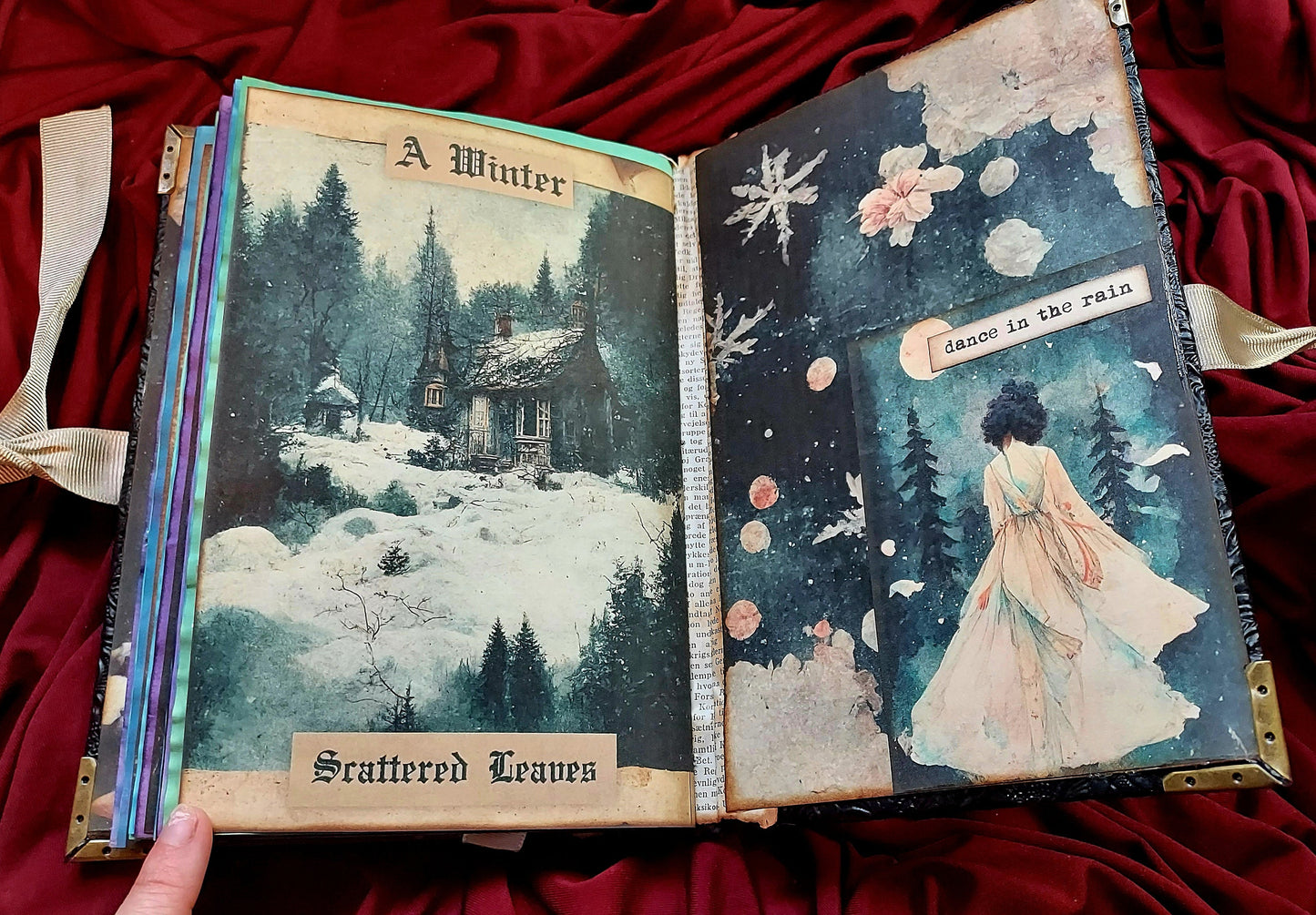 Winter Witch Junk Journal – Handmade Gothic Witchy Notebook, Vintage Winter Ephemera, Spell book Grimoire, Dark Cottage core Scrapbook
