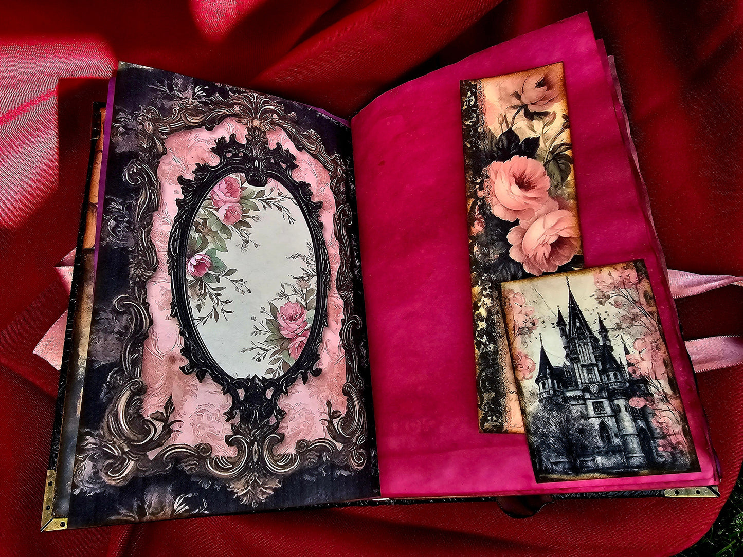 Pink Gothic Lady Junk Journal – Handmade Vintage Gothic Notebook, Dark Romantic Ephemera Scrapbook, Victorian Junk Journal, Witchy Gift