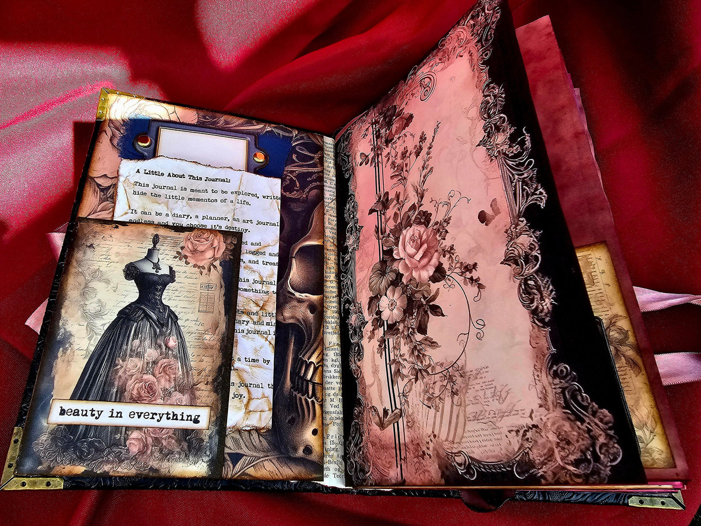 Pink Gothic Lady Junk Journal – Handmade Vintage Gothic Notebook, Dark Romantic Ephemera Scrapbook, Victorian Junk Journal, Witchy Gift