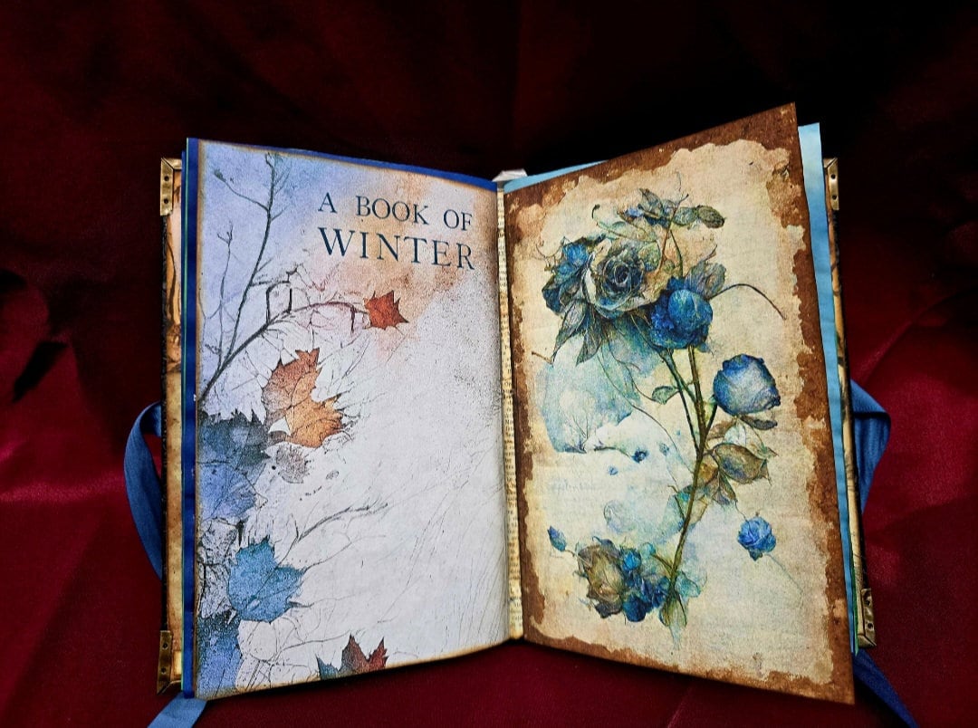 Winter Mood Junk Journal – Handmade Vintage Winter Notebook, Cozy Seasonal Ephemera Scrapbook, Dark Cottagecore Journal, Rustic Holiday Gift