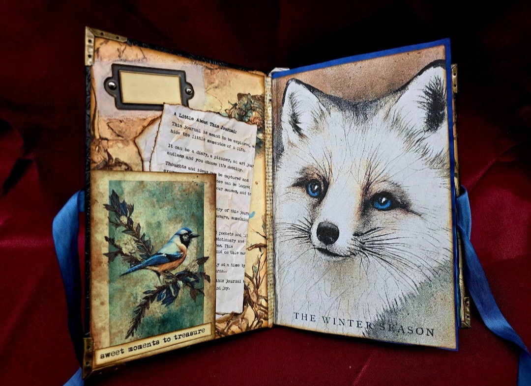 Winter Mood Junk Journal – Handmade Vintage Winter Notebook, Cozy Seasonal Ephemera Scrapbook, Dark Cottagecore Journal, Rustic Holiday Gift