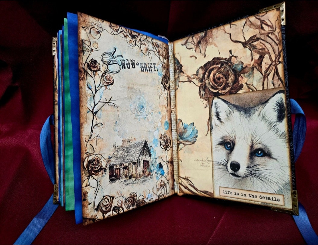 Winter Mood Junk Journal – Handmade Vintage Winter Notebook, Cozy Seasonal Ephemera Scrapbook, Dark Cottagecore Journal, Rustic Holiday Gift