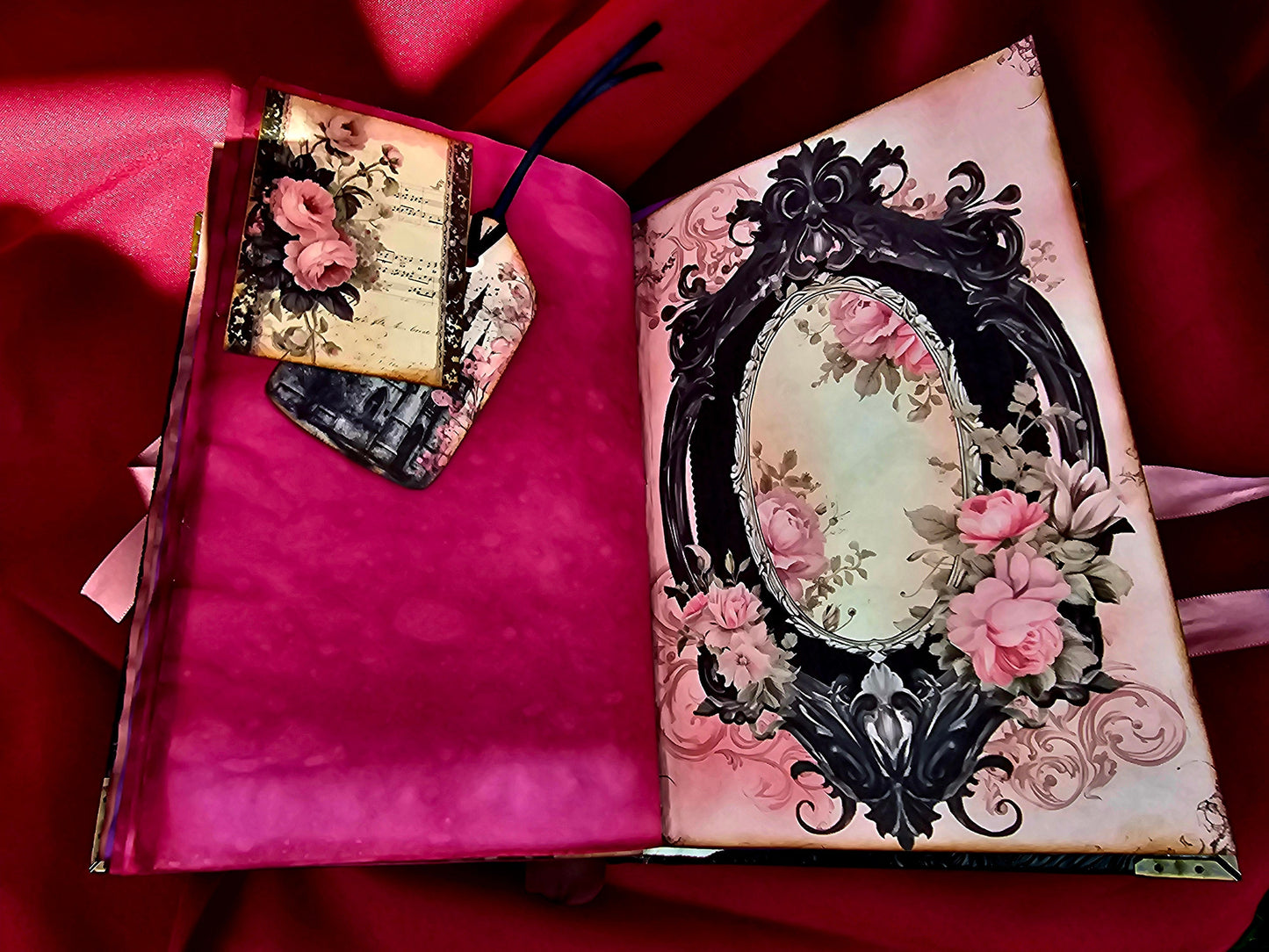 Pink Gothic Lady Junk Journal – Handmade Vintage Gothic Notebook, Dark Romantic Ephemera Scrapbook, Victorian Junk Journal, Witchy Gift