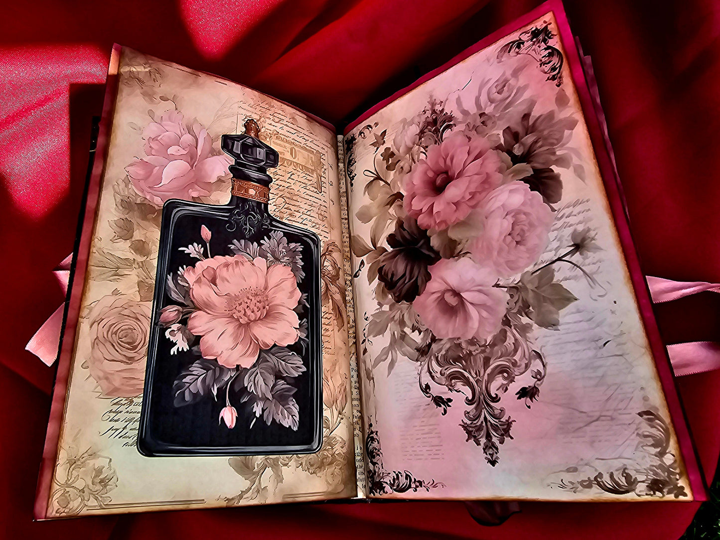 Pink Gothic Lady Junk Journal – Handmade Vintage Gothic Notebook, Dark Romantic Ephemera Scrapbook, Victorian Junk Journal, Witchy Gift