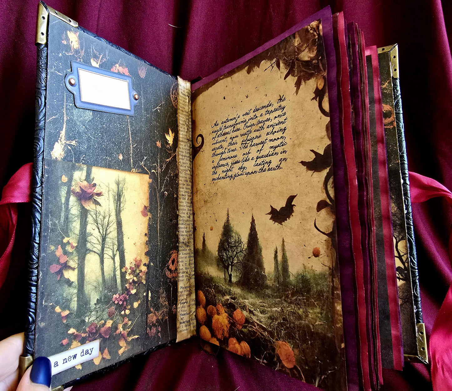 Dark Fox Fall Junk Journal – Handmade Autumn Woodland Notebook, Vintage Ephemera Scrapbook, Cottagecore Forest Journal, Witchy Gift