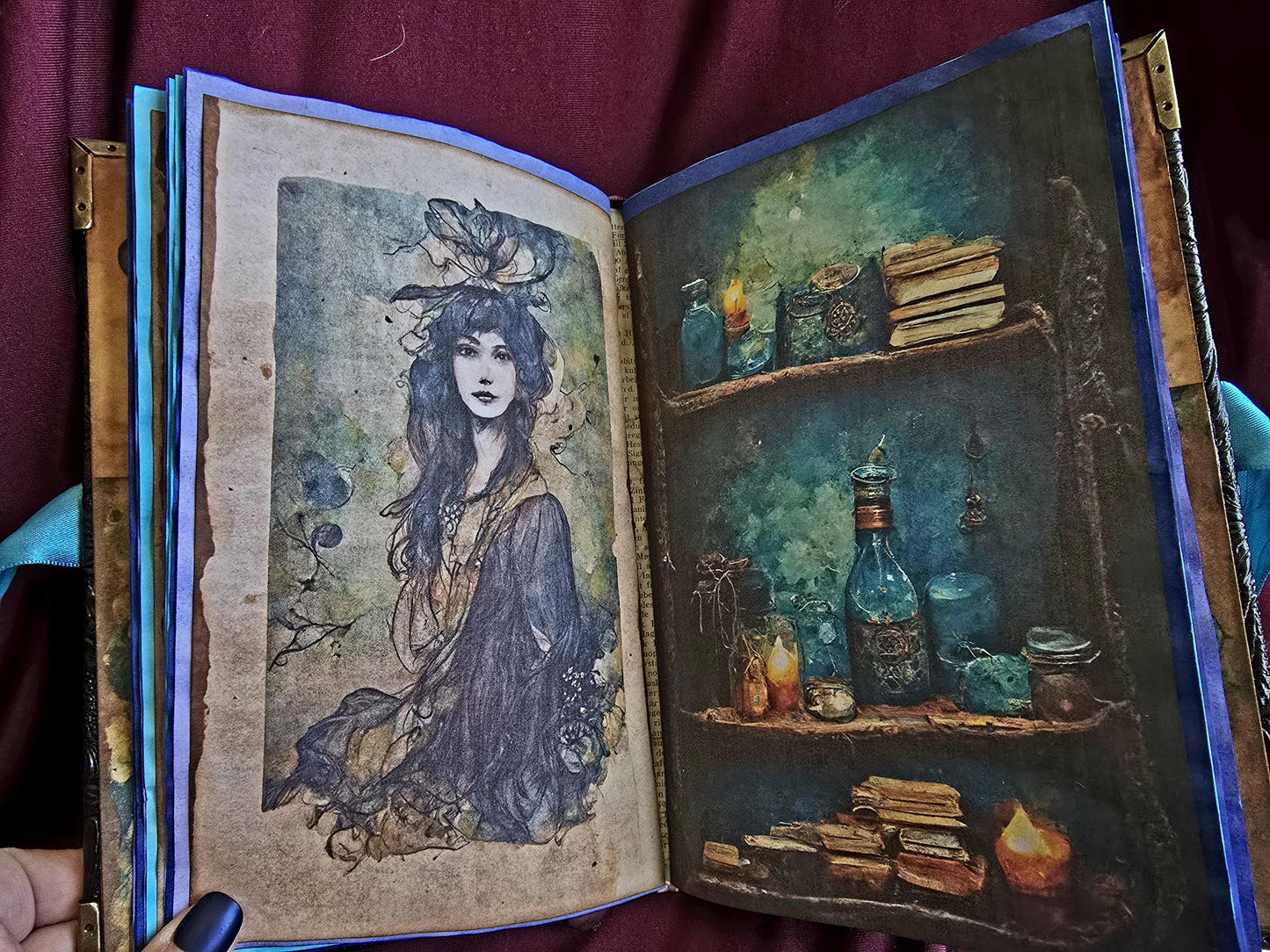 Sea Witch Junk Journal – Handmade Ocean Witch Grimoire, Nautical Vintage Ephemera Notebook, Mermaid Scrapbook, Witchy Coastal Gift