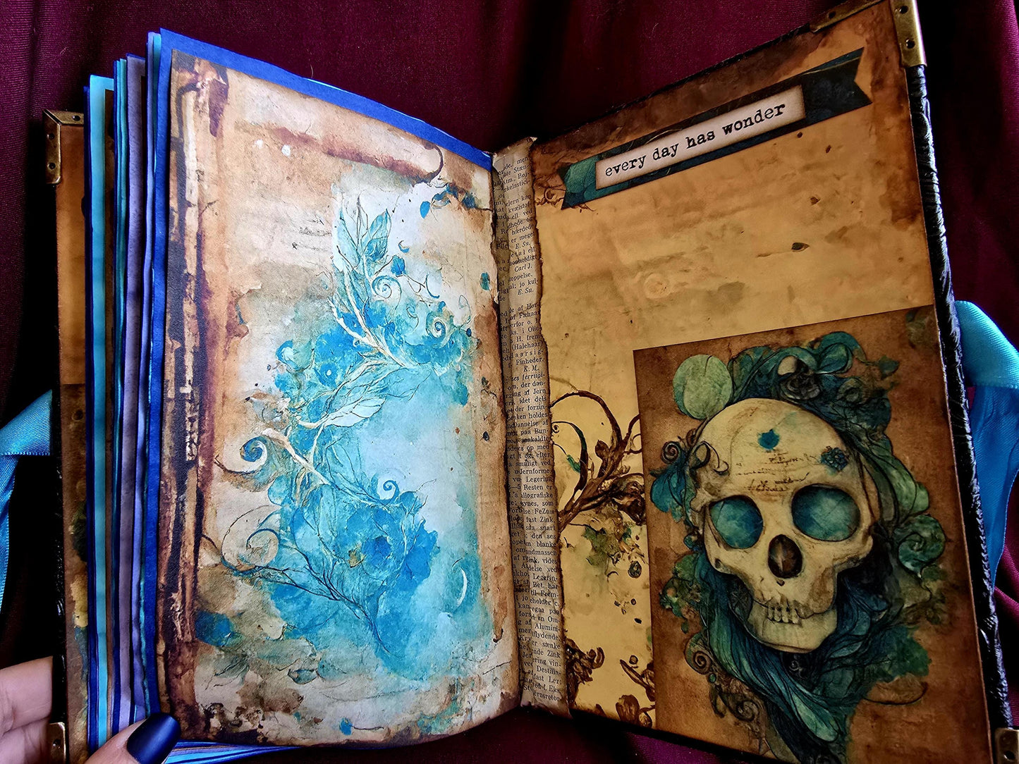 Sea Witch Junk Journal – Handmade Ocean Witch Grimoire, Nautical Vintage Ephemera Notebook, Mermaid Scrapbook, Witchy Coastal Gift