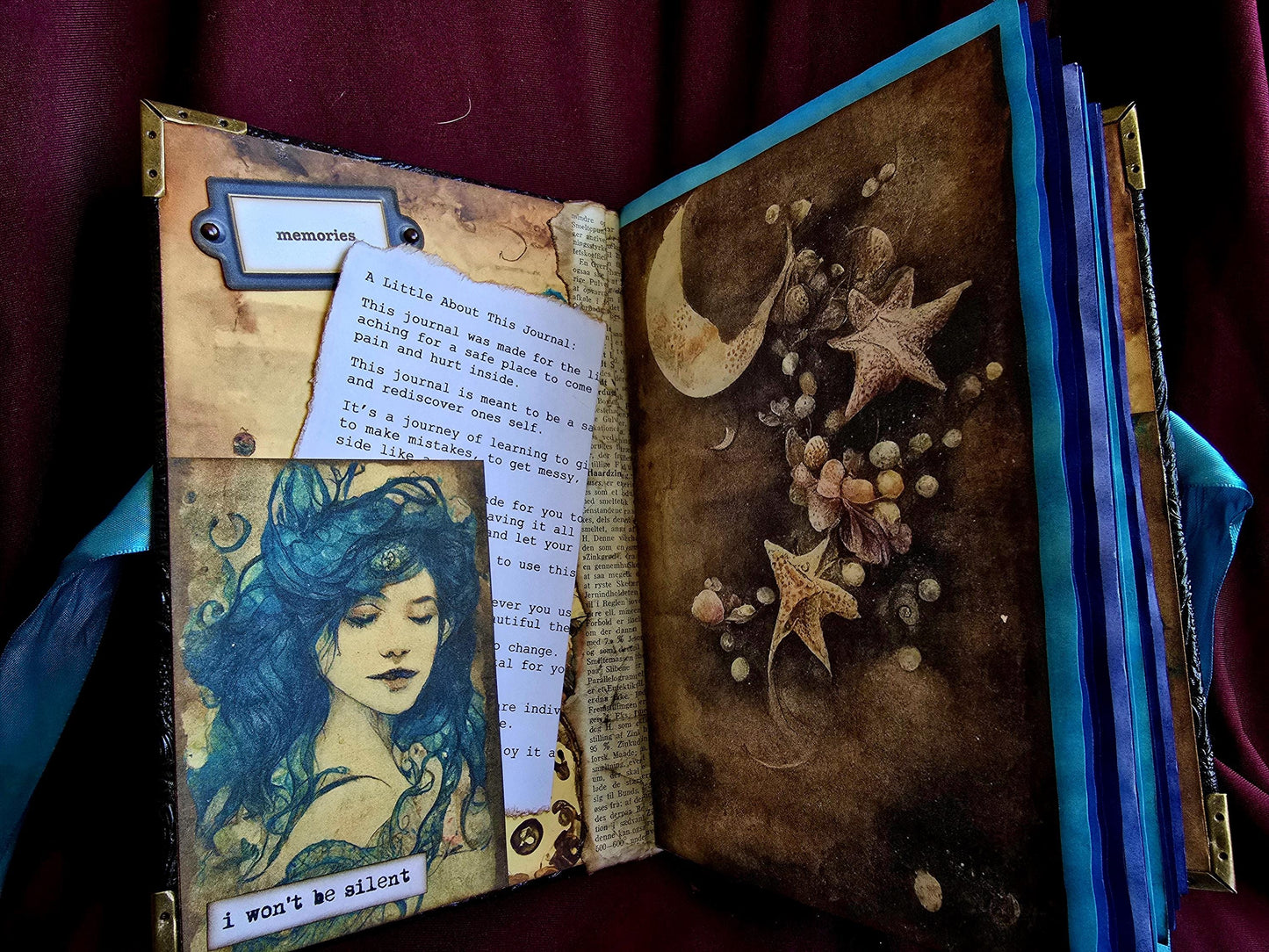 Sea Witch Junk Journal – Handmade Ocean Witch Grimoire, Nautical Vintage Ephemera Notebook, Mermaid Scrapbook, Witchy Coastal Gift
