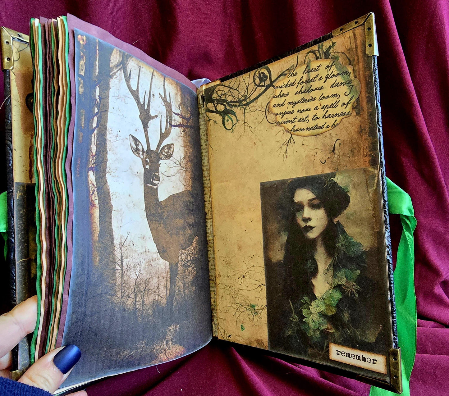 Wicked Forest Junk Journal – Handmade Gothic Woodland Notebook, Dark Fantasy Ephemera Scrapbook, Witchy Grimoire, Enchanted Forest Gift