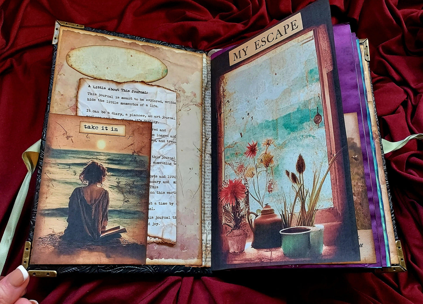 Summer Cabin Junk Journal – Handmade Rustic Cottagecore Notebook, Vintage Camping Ephemera Scrapbook, Nature Journal, Cozy Outdoor Gift