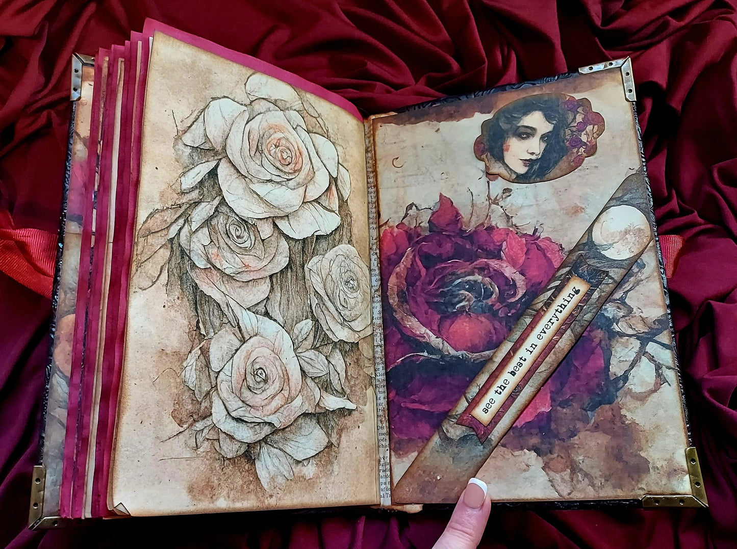 Red Rose Shabby Chic Junk Journal
