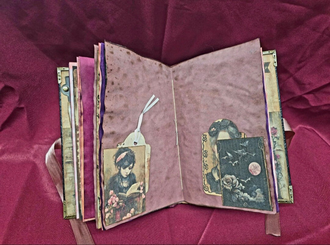 Victorian Goth Junk Journal – Handmade Gothic Vintage Notebook, Dark Romantic Ephemera Scrapbook, Antique Style Grimoire, Witchy Gift