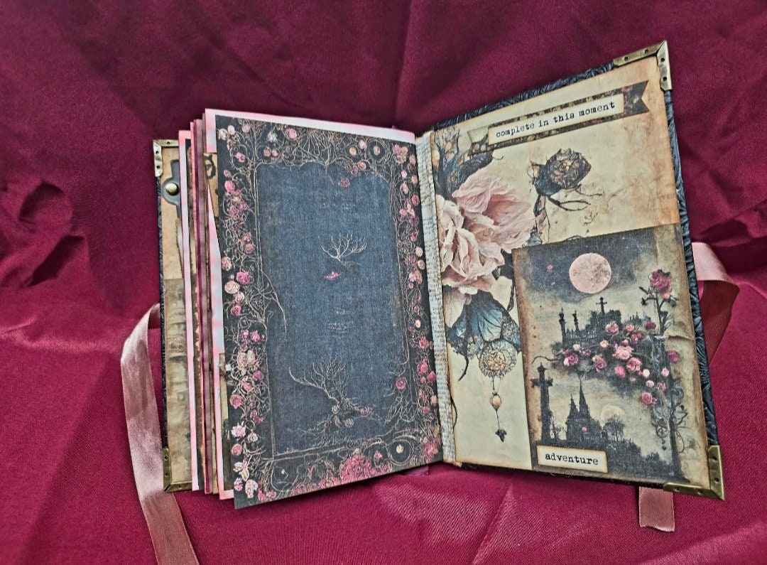 Victorian Goth Junk Journal – Handmade Gothic Vintage Notebook, Dark Romantic Ephemera Scrapbook, Antique Style Grimoire, Witchy Gift
