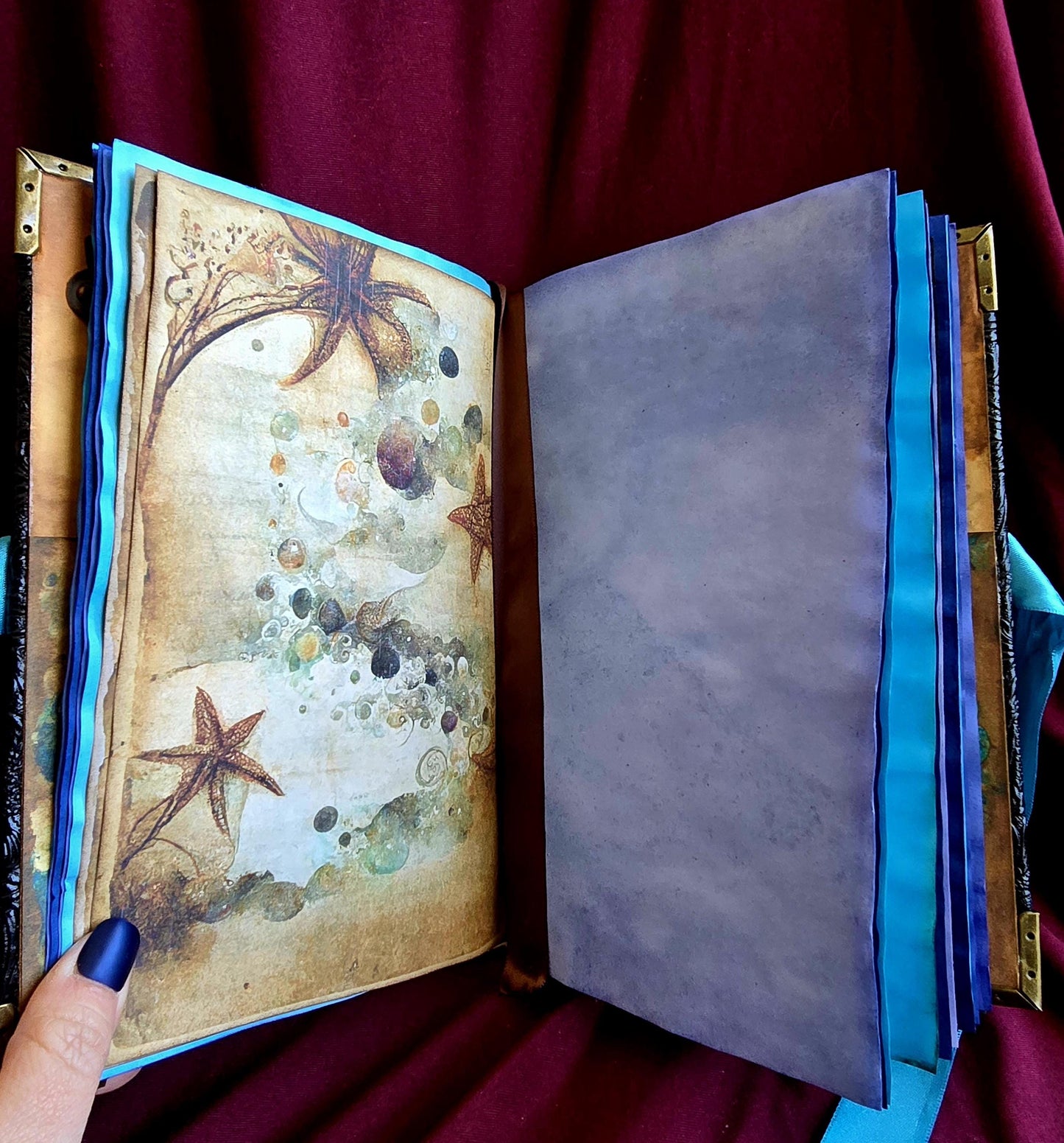 Sea Witch Junk Journal – Handmade Ocean Witch Grimoire, Nautical Vintage Ephemera Notebook, Mermaid Scrapbook, Witchy Coastal Gift