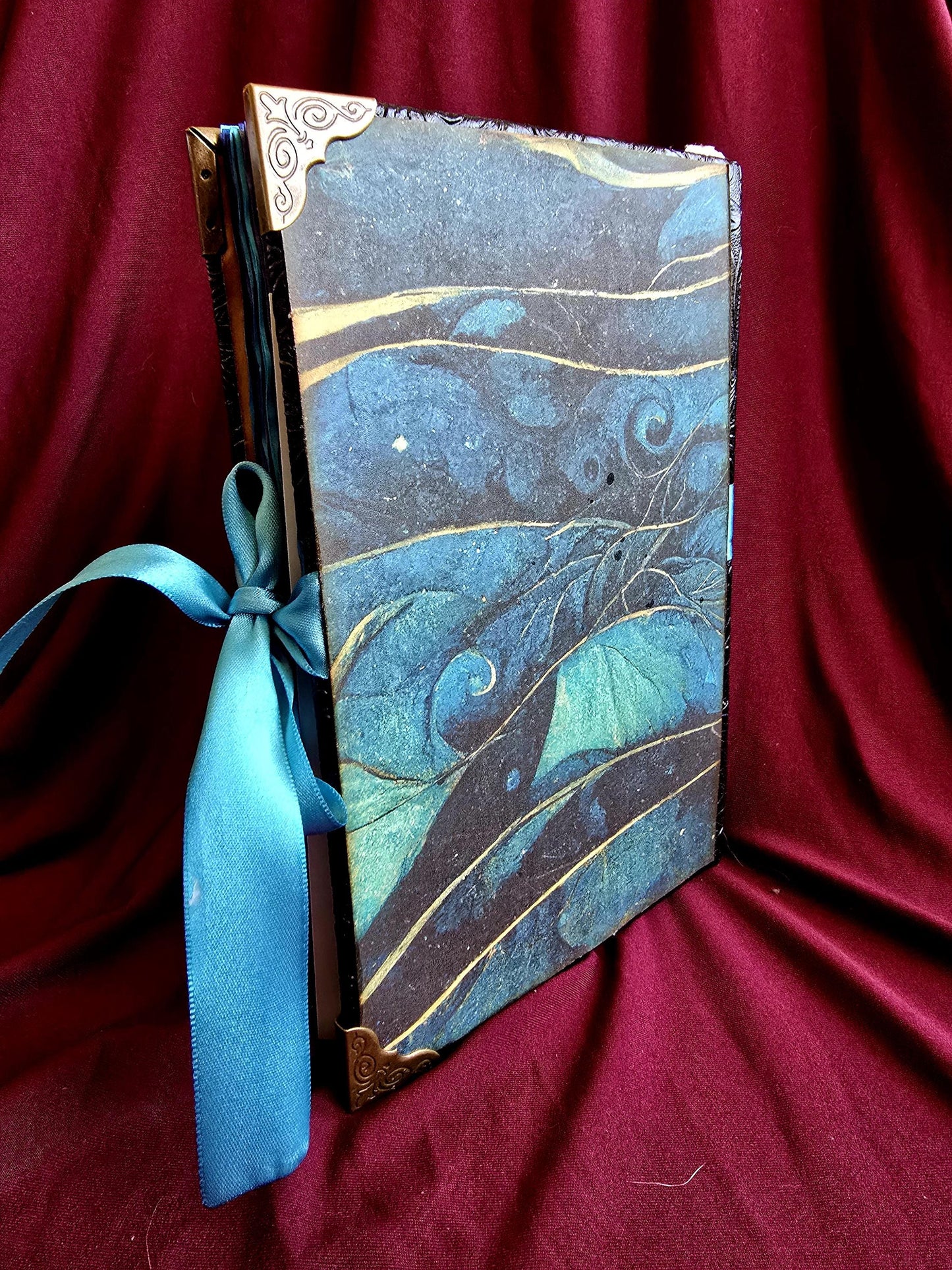 Sea Witch Junk Journal – Handmade Ocean Witch Grimoire, Nautical Vintage Ephemera Notebook, Mermaid Scrapbook, Witchy Coastal Gift